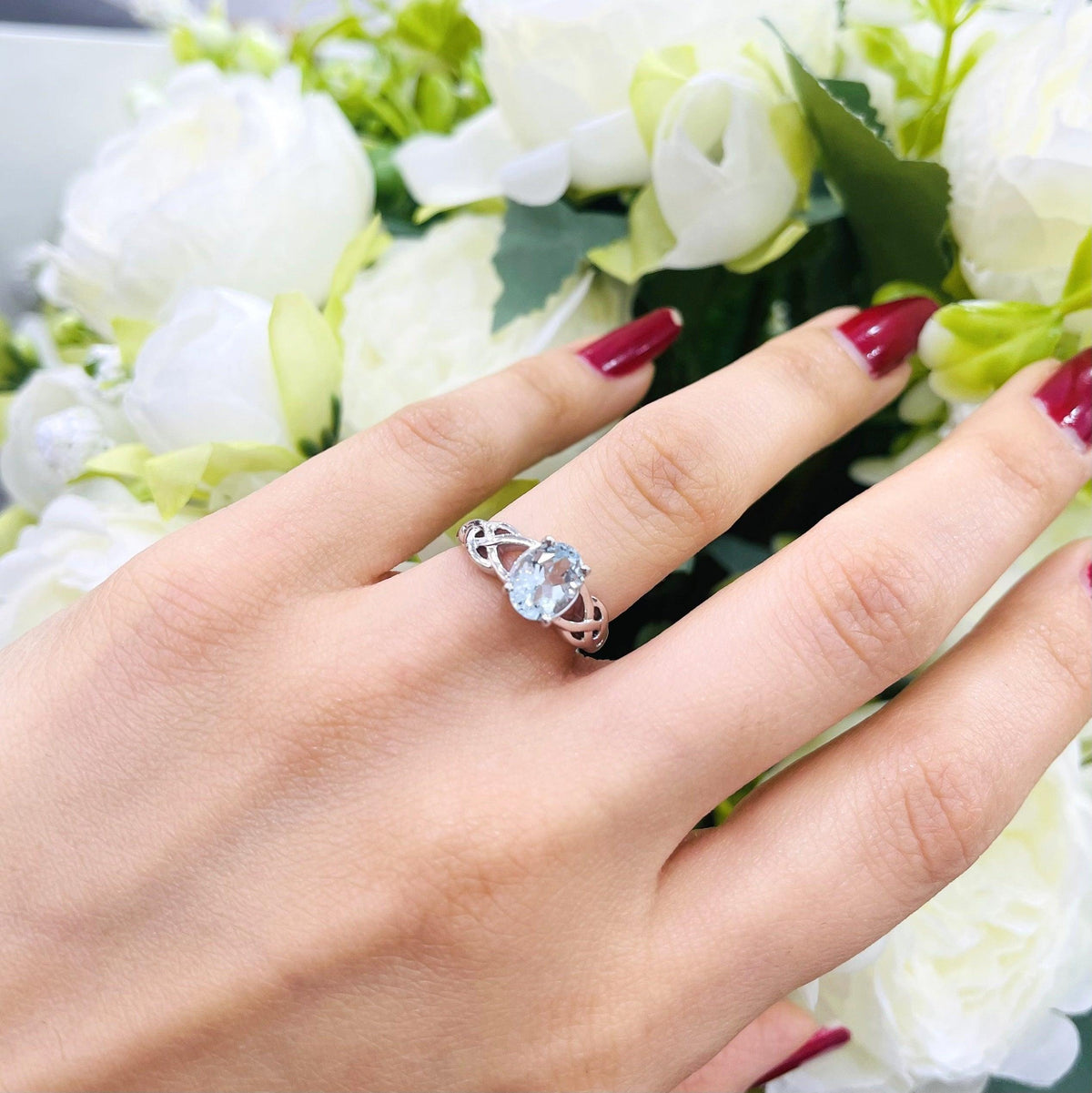 1.00 Carat Natural Blue Aquamarine Women's Designer Ring - amadadiamonds
