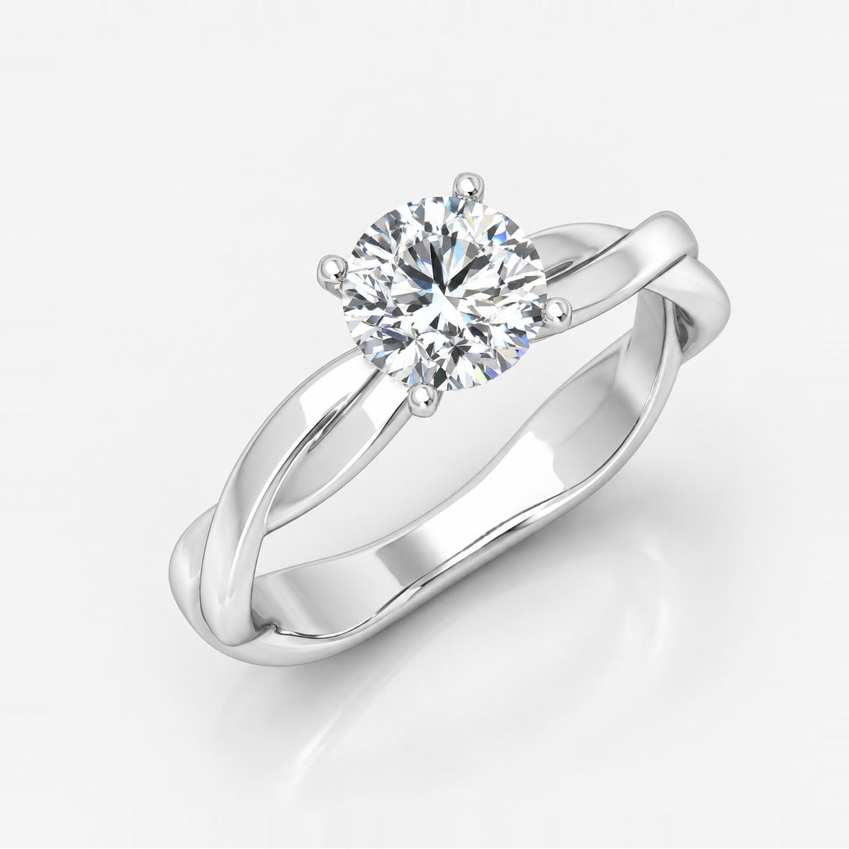 IGI Certified 2.00Ct Romantic Diamond Floral Asymmetrical Twist Engagement Ring in Gold & Platinum