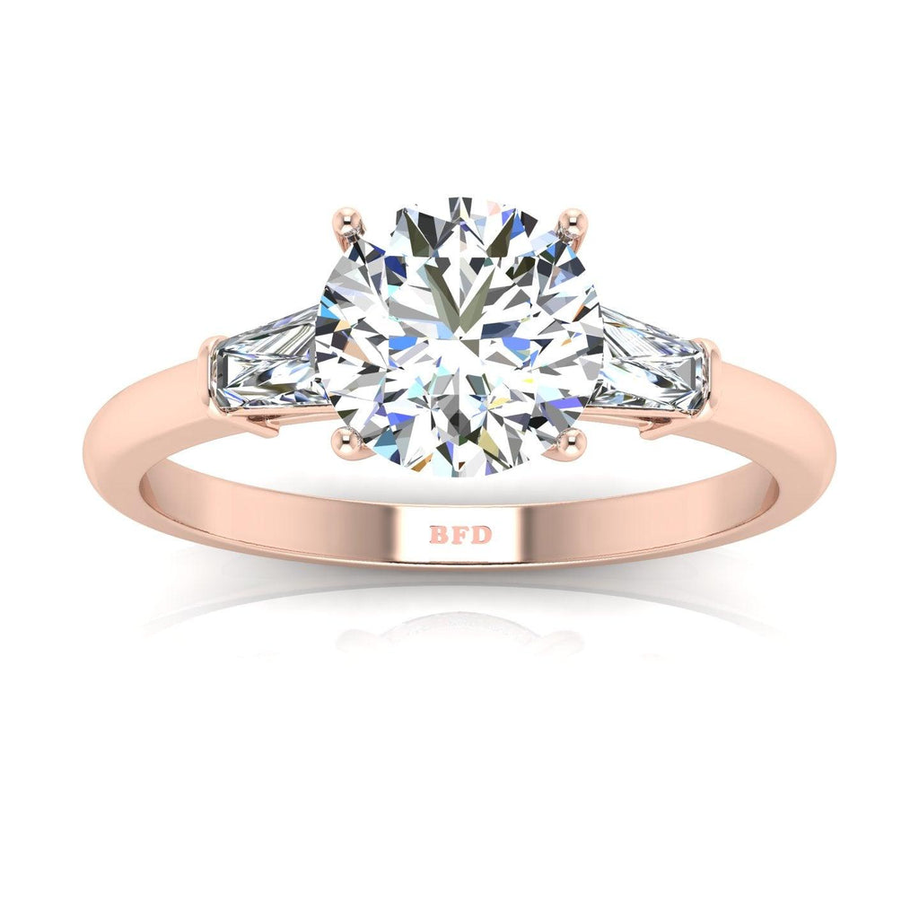 Round & Tapper Diamond Trilogy Engagement Ring in Platinum 1.00Ct-3.00Ct