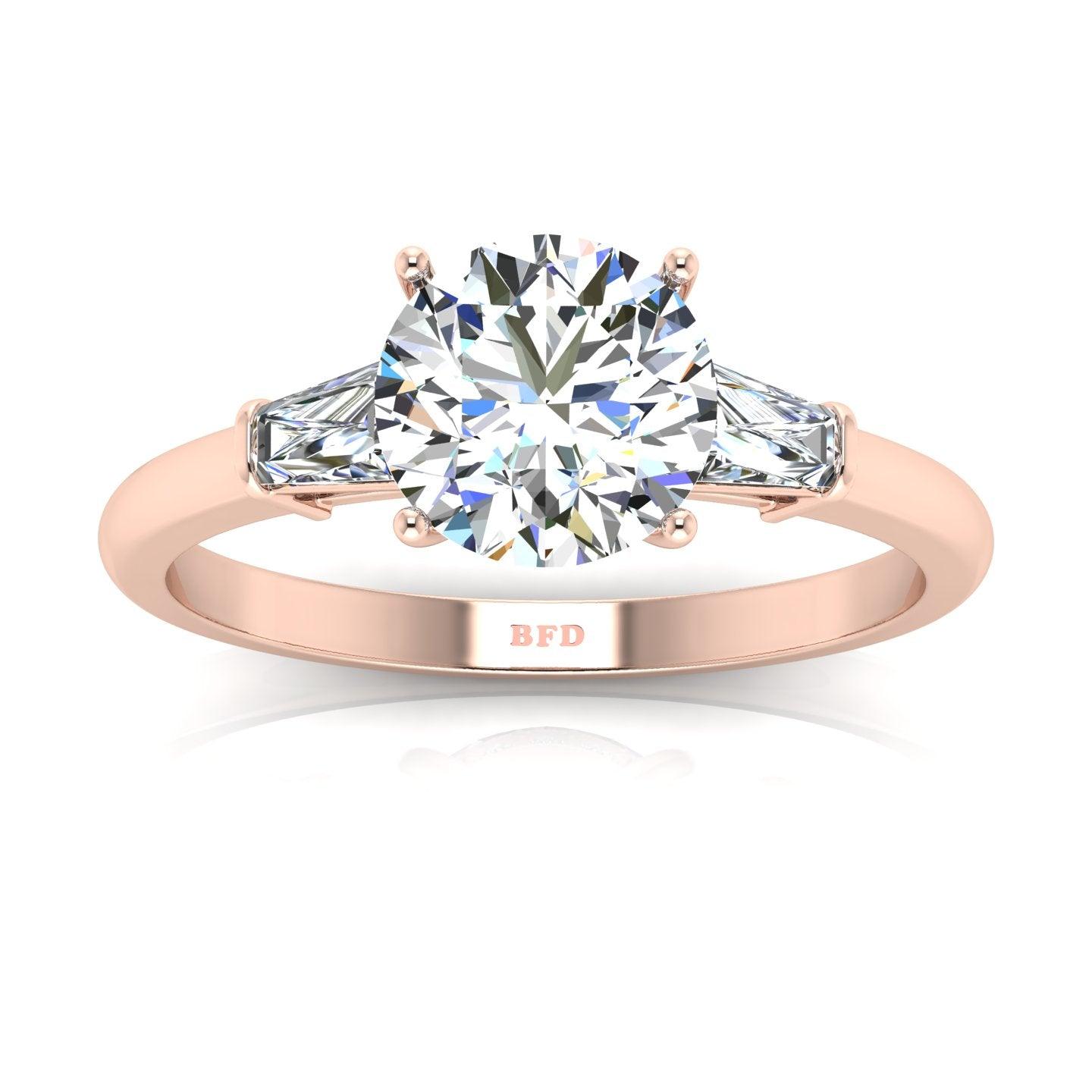 Round & Tapper Diamond Trilogy Engagement Ring in Platinum 1.00Ct-3.00Ct