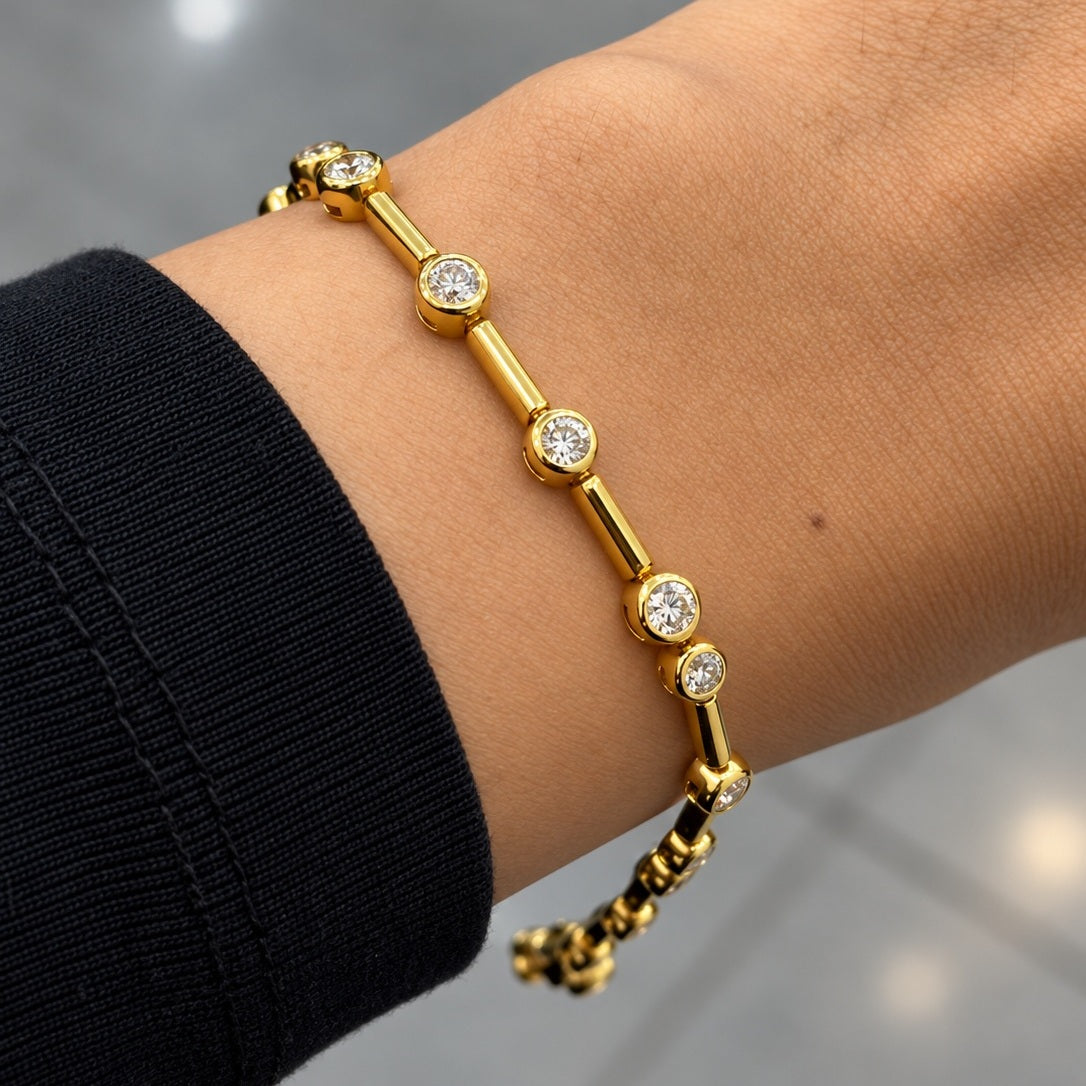 3.00ct Round Diamond Tennis Bracelet - 9k Yellow Gold