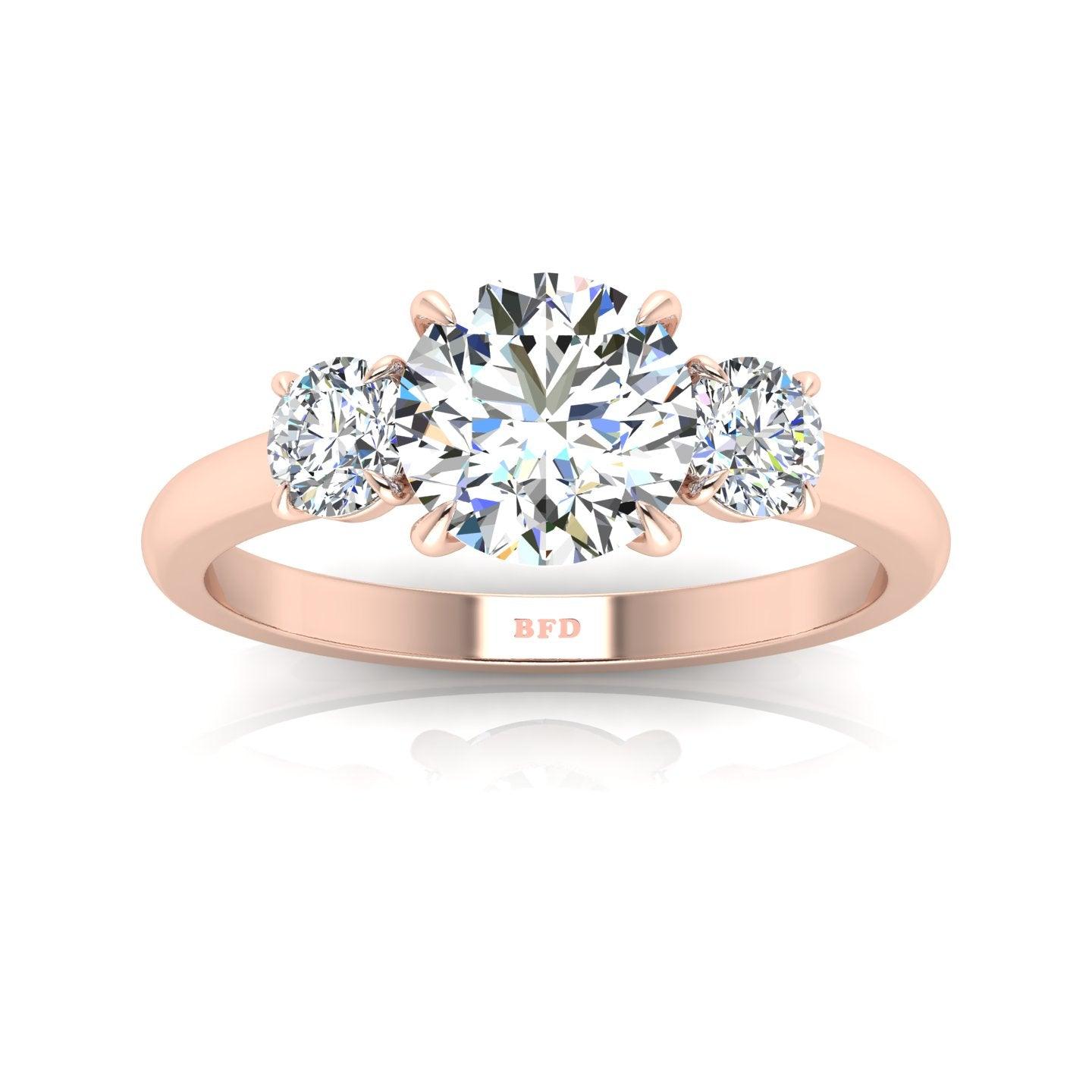 Round Diamond Three Stone Engagement Ring in Platinum 1.00Ct-3.00Ct