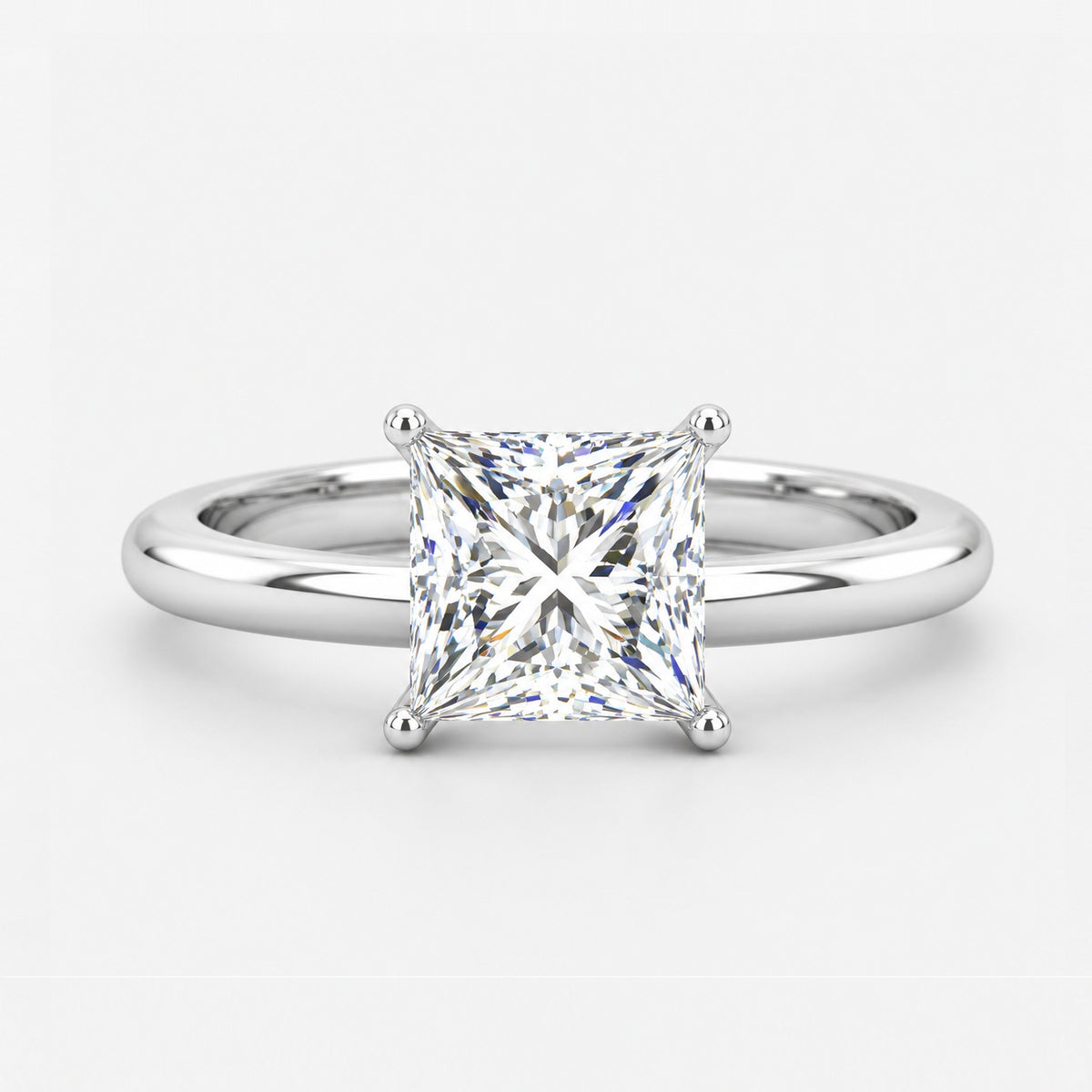 2.00Ct Solitaire Engagement Women's Ring Princess Diamond IGI Certified in Gold & Platinum