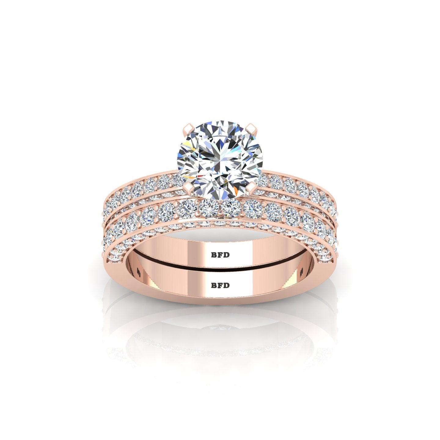 Certified Round Diamond Multi Row Bridal Set Engagement Ring 2.00Carat E/VS