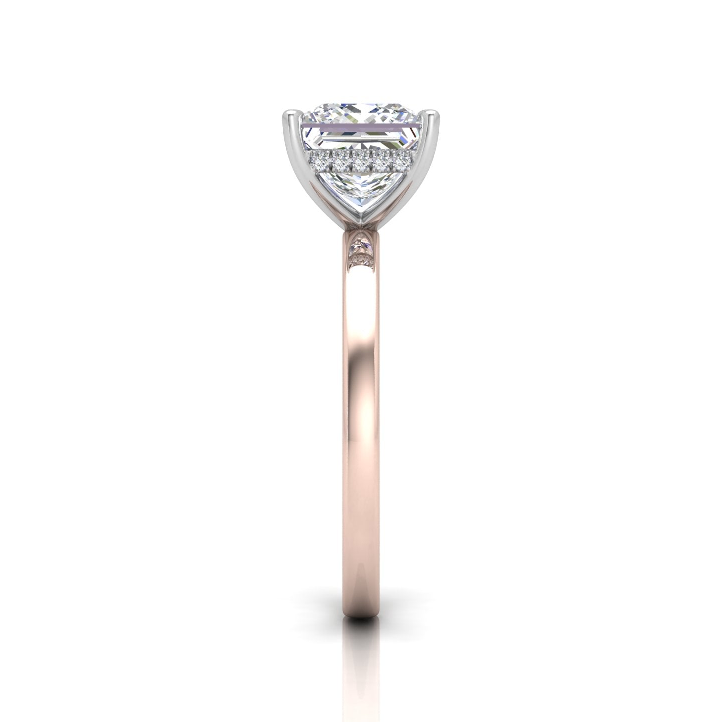Classic Solitaire Hidden Halo Engagement Ring Princess