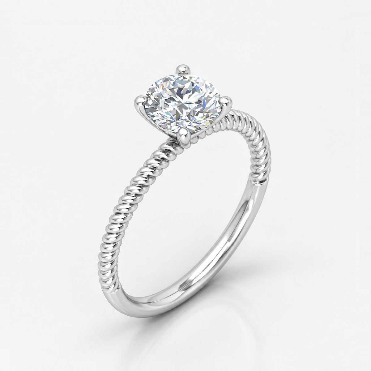 IGI Certified 1.00 Carat E/VS Cable Solitaire Engagement Ring in Gold & Platinum
