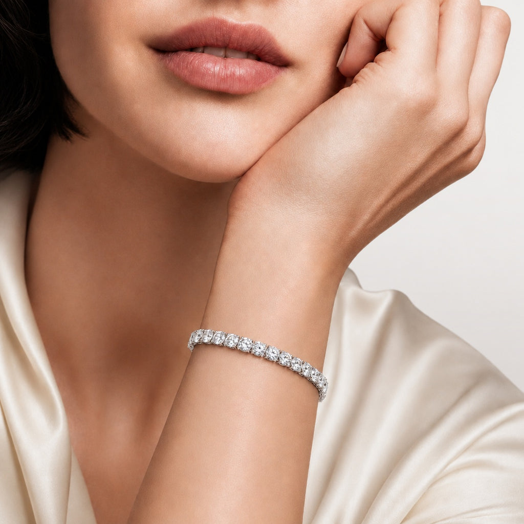 100% Natural 11.00 Carat Round Diamond D-E/VS Tennis Bracelet 950 Platinum