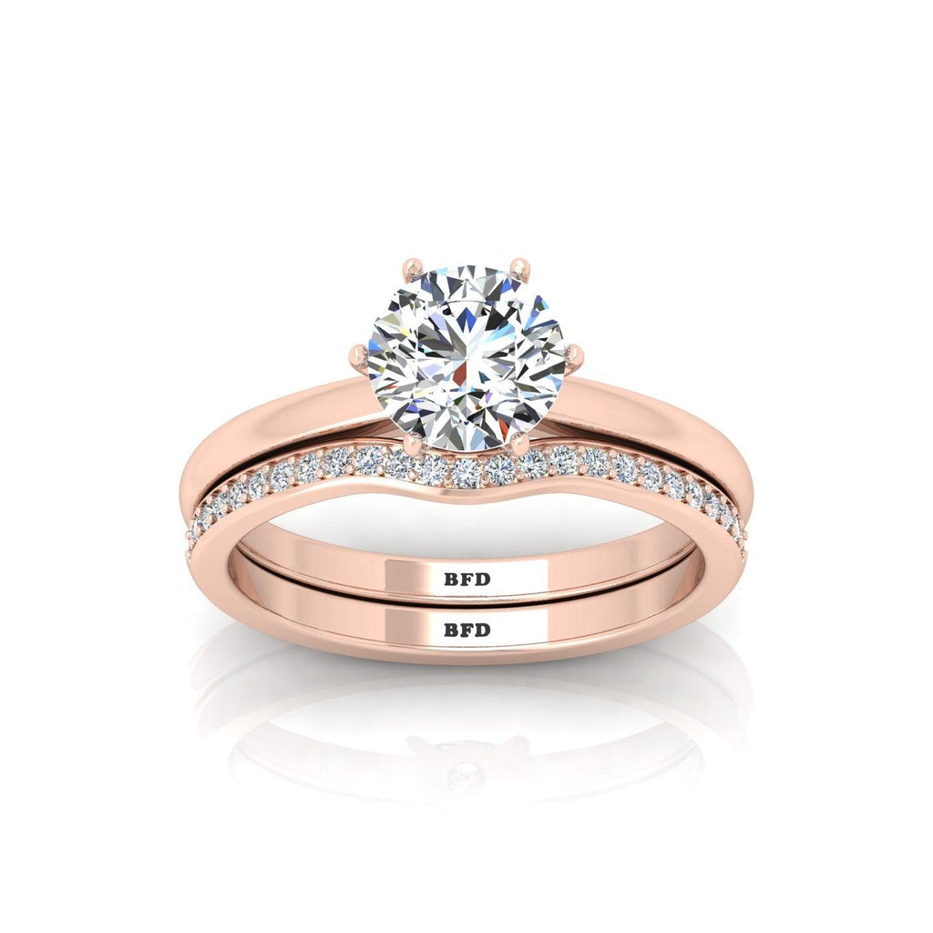 Certified Round Diamond Engagement Ring With Curved Matching Band 1.50Carat E/VS