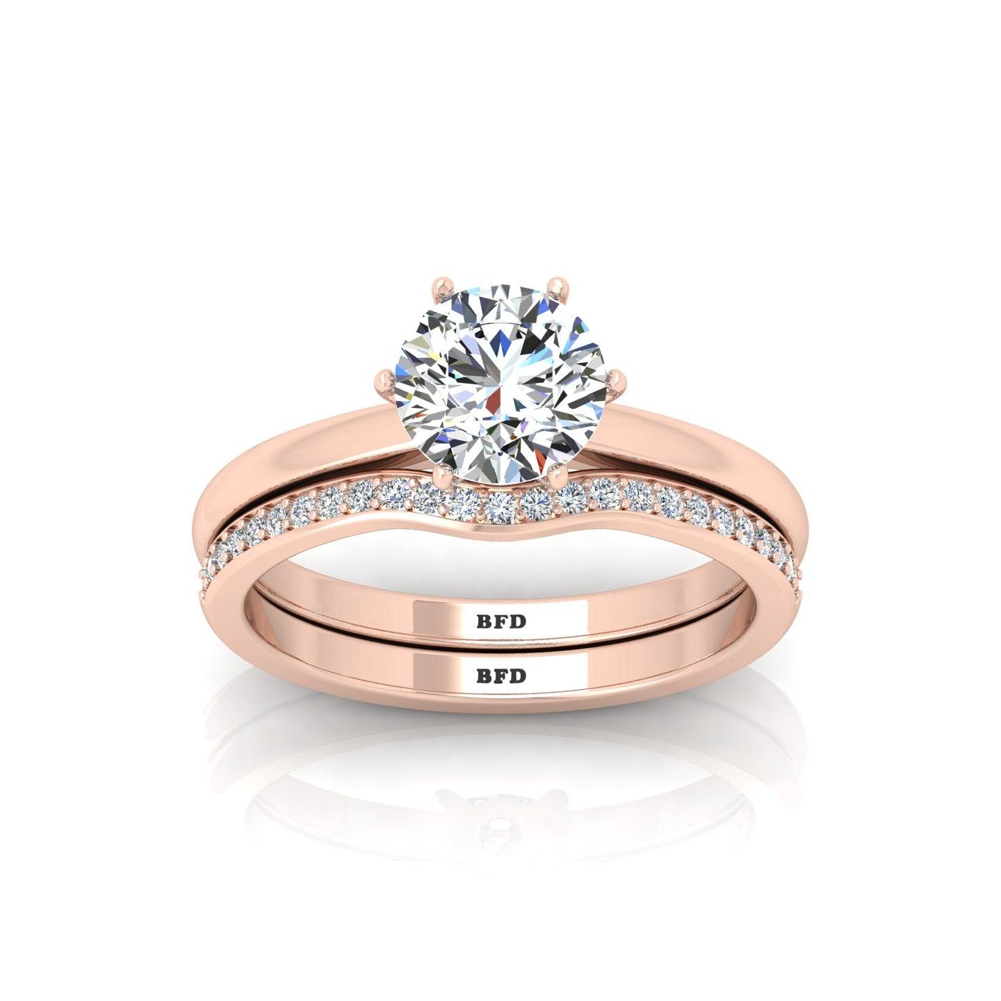 Certified Round Diamond Engagement Ring With Curved Matching Band 1.50Carat E/VS