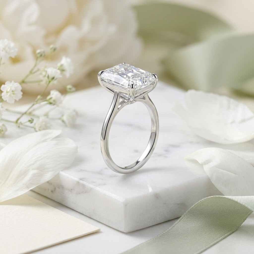 IGI Certified 8.50CT F/VS Radiant Lab Grown Diamond Engagement Ring
