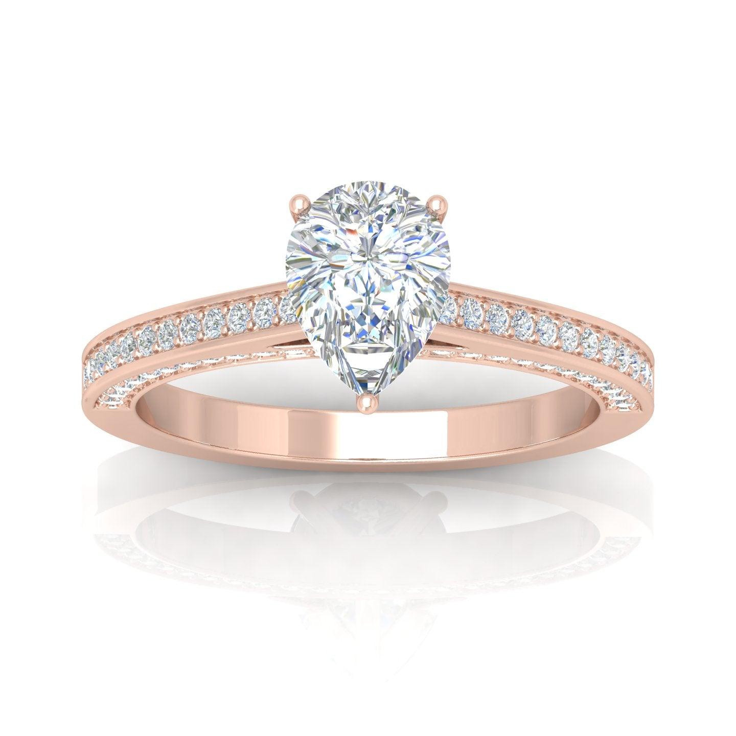 Certified Pear Diamond Engagement Ring 2.00Carat E/VS