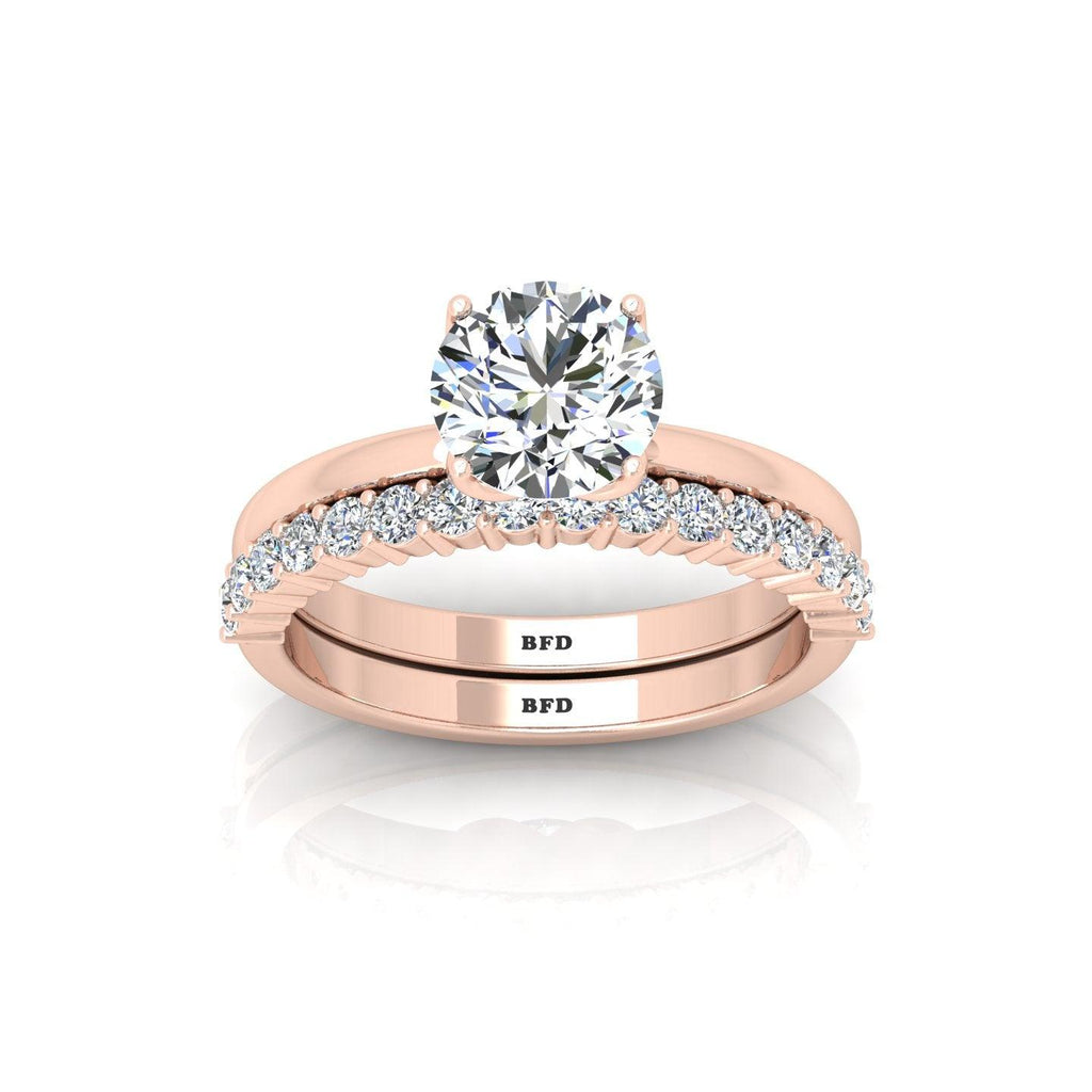 Certified Classic Round Diamond Solitaire Ring With Diamond Matching Band 1.50Ct E/VS