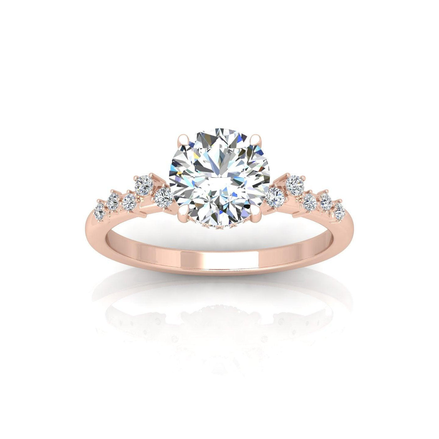 Certified Round Diamond Designer Hidden Halo Engagement Ring