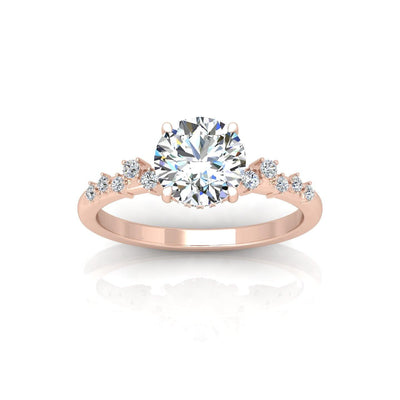 Certified Round Diamond Designer Hidden Halo Engagement Ring