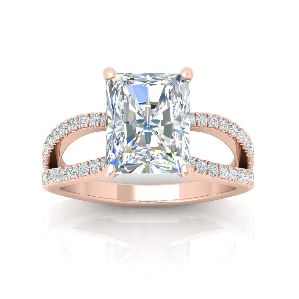 Last Piece 3.50Ct F/VS Radiant Diamond Split Shank Engagement Ring in Platinum