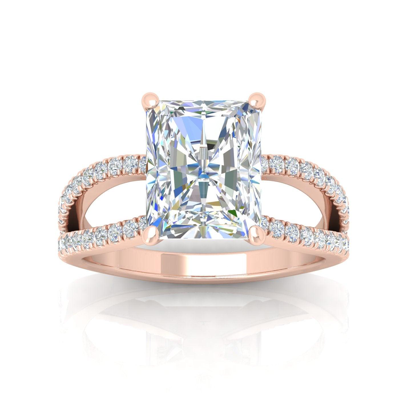 Last Piece 3.50Ct F/VS Radiant Diamond Split Shank Engagement Ring in Platinum