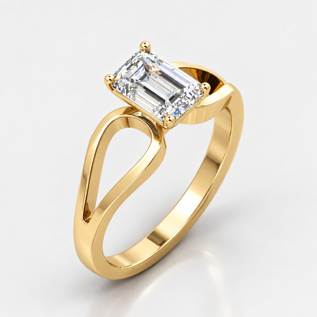 Infinity Twist IGI Certified Classic Solitaire Emerald Diamond Engagement Ring in Gold & Platinum