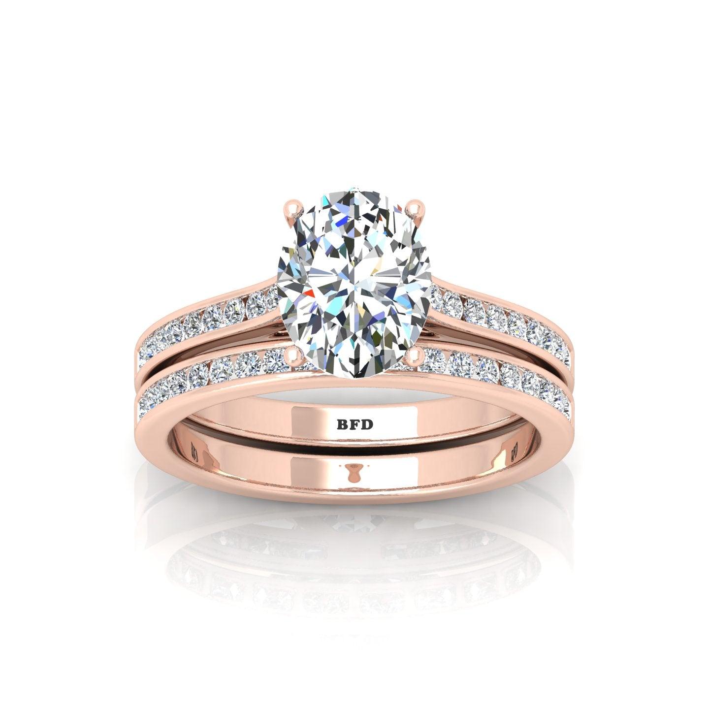 Certified Oval Diamond Bridal Set Engagement Ring With Matching Band 2.00Carat E/VS