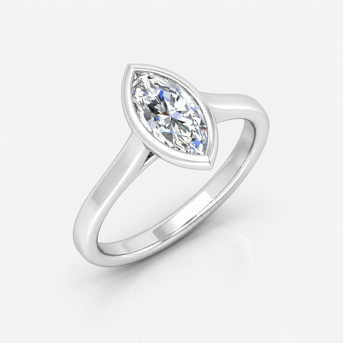 Marquise Diamond Bezel Set 2.00Ct IGI Certified Solitaire Engagement Ring in Gold & Platinum