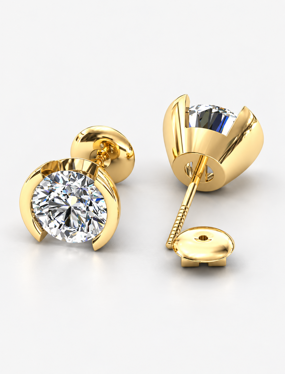 Certified D/VS 2.00Ct Round Diamond Stud Earrings in 18k Gold / Platinum