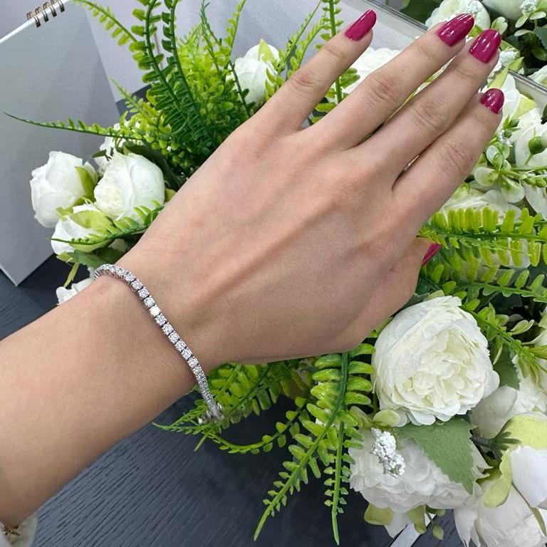 4.00ct Round Diamond Tennis Bracelet - 18k White Gold