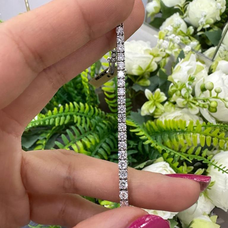 5.50ct Round Diamond Tennis Bracelet - 18k White Gold