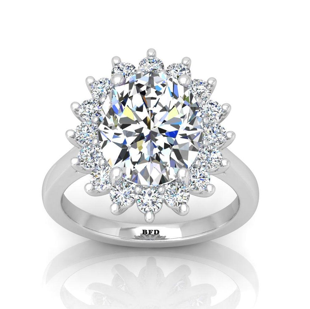 RRP £4000 3.50CT F/VS IGI Certified Diamond Oval Cut Cluster Engagement Ring in Platinum