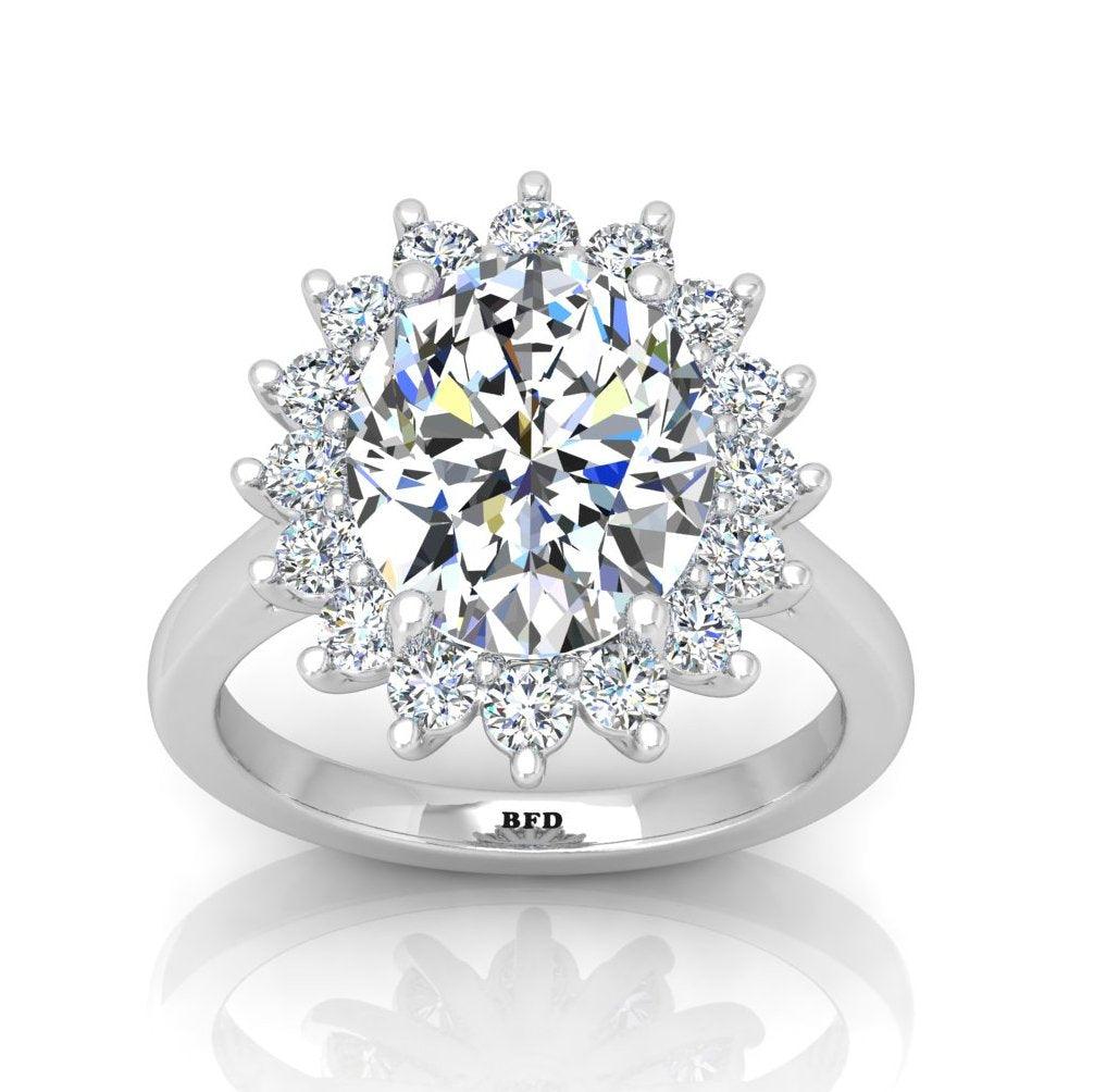 Sale ! 4.50CT G/VS IGI Certified Diamond Oval Cut Cluster Engagement Ring in Platinum