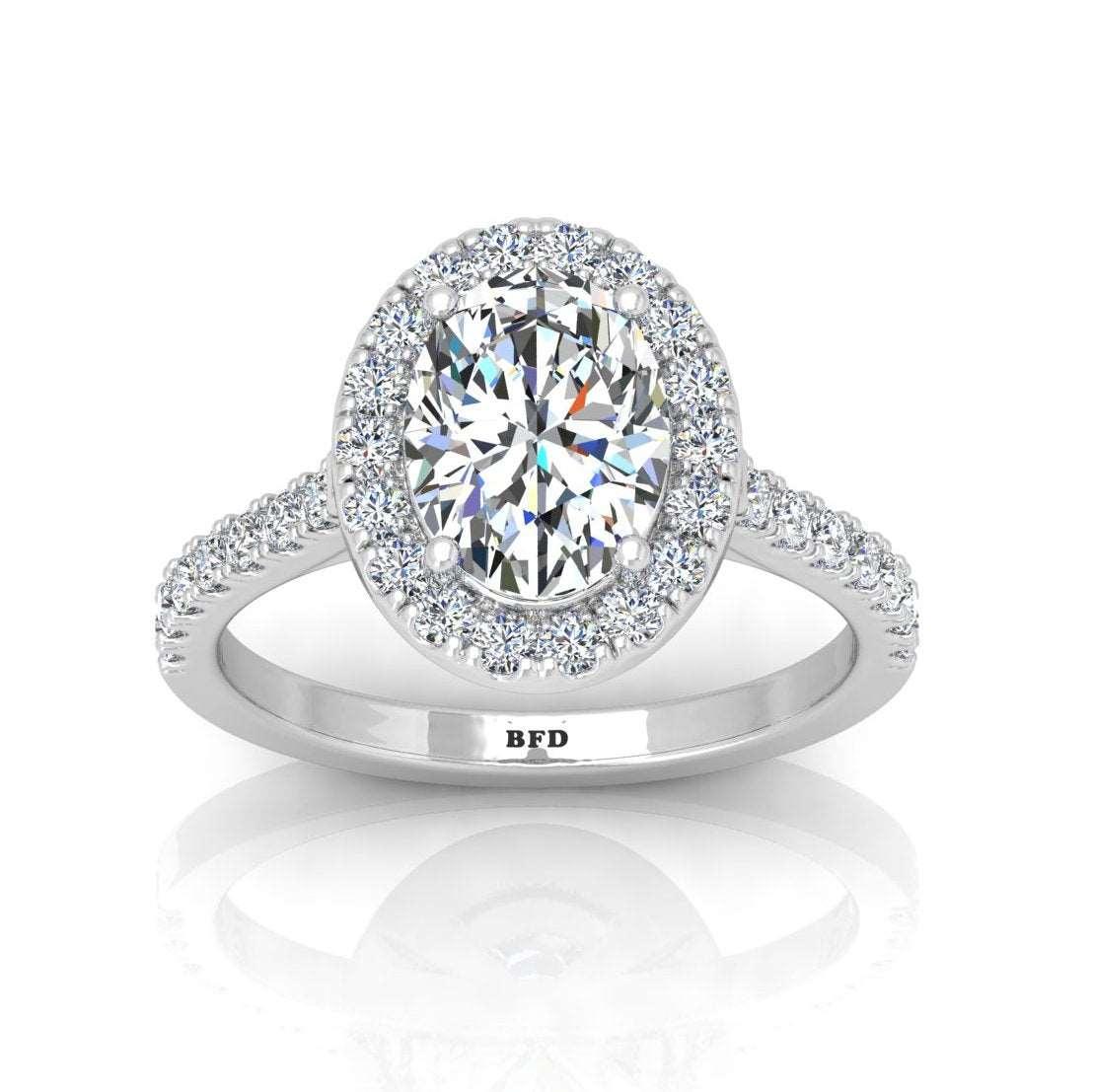 2.50CT IGI Certified Diamond Oval Cut Hidden Halo Engagement Ring