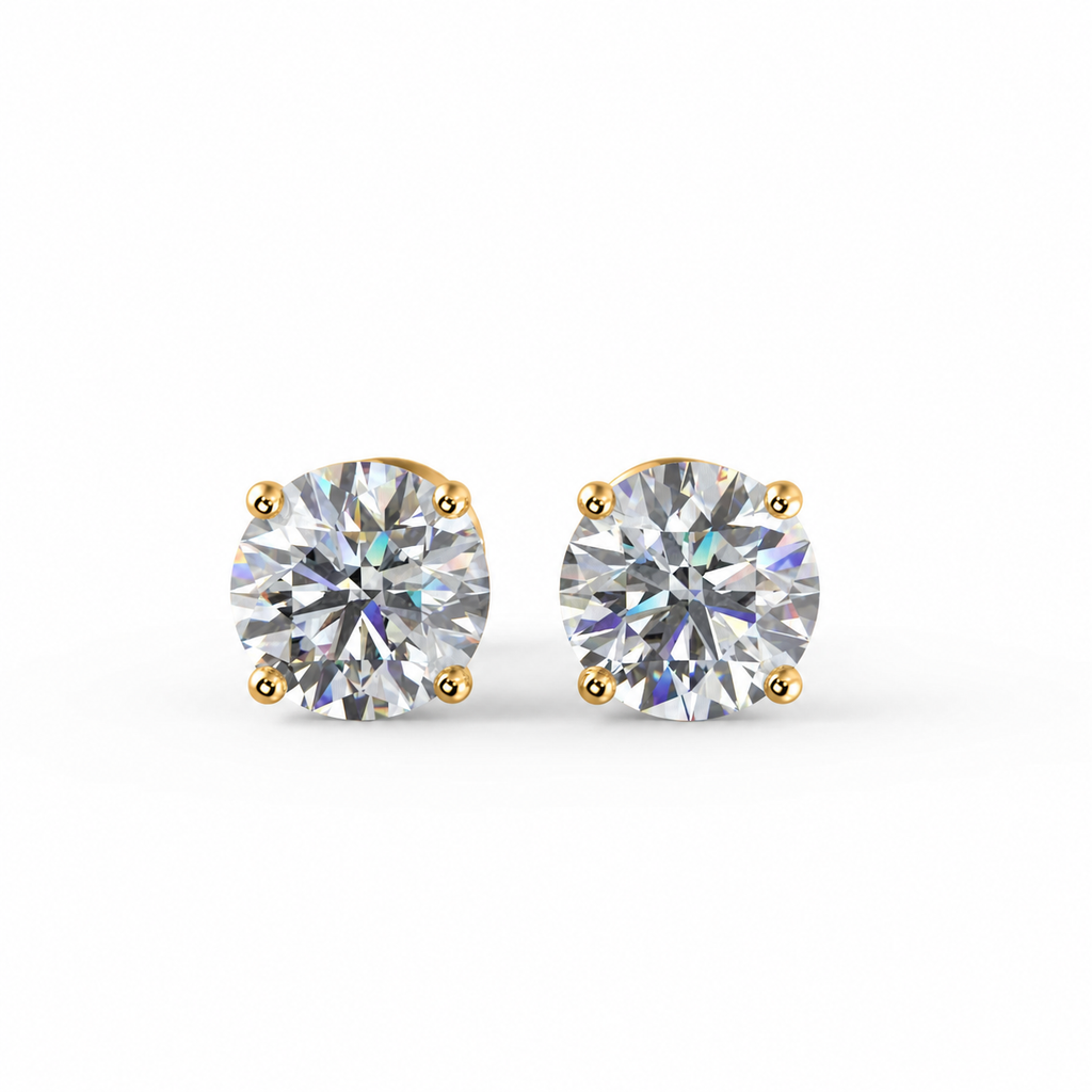 Stock Clerance Round Diamond Stud Earrings In 18K Yellow Gold E-F/VS (IGI Certified) Lab Grown 3.49 Carat