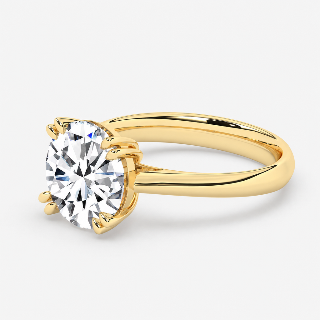 Round Diamond Engagement Ring 18k Yellow Gold Labgrown 3 Ct Solitaire