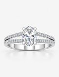 IGI Certified Oval Split Shank Diamond Claw & Pavé Engagement Ring in Gold & Platinum