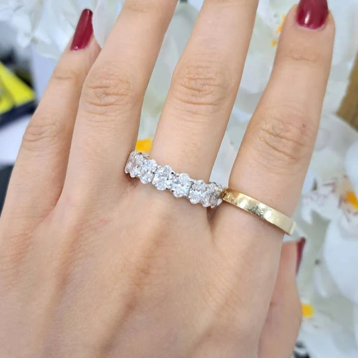 Last Piece ! D-E/VS 4.00Ct-6.00Ct OVAL DIAMOND FULL ETERNITY RING IN PLATINUM