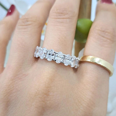 Last Piece ! D-E/VS 4.00Ct-6.00Ct OVAL DIAMOND FULL ETERNITY RING IN PLATINUM