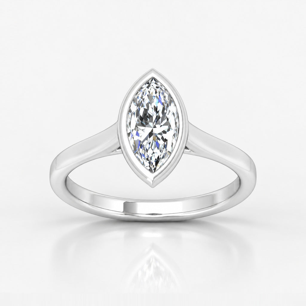 Marquise Diamond Bezel Set 2.00Ct IGI Certified Solitaire Engagement Ring in Gold & Platinum