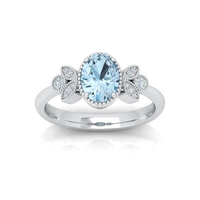 1.50 Ct Natural Blue Aquamarine Diamond Designer Ring - amadadiamonds