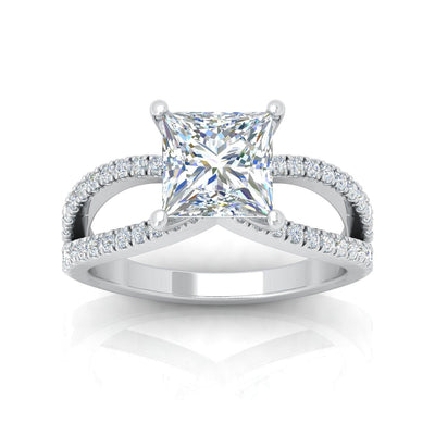 Princess Diamond Split Shank Engagement Ring in 18k Gold / Platinum 3.50Ct