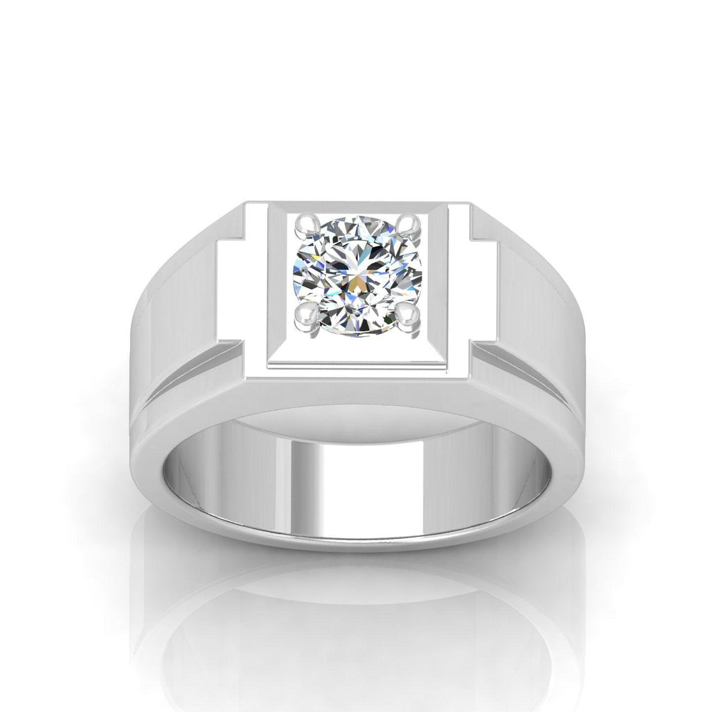 Certified F/VS 1.00Ct Single Diamond Mens Solitaire Ring