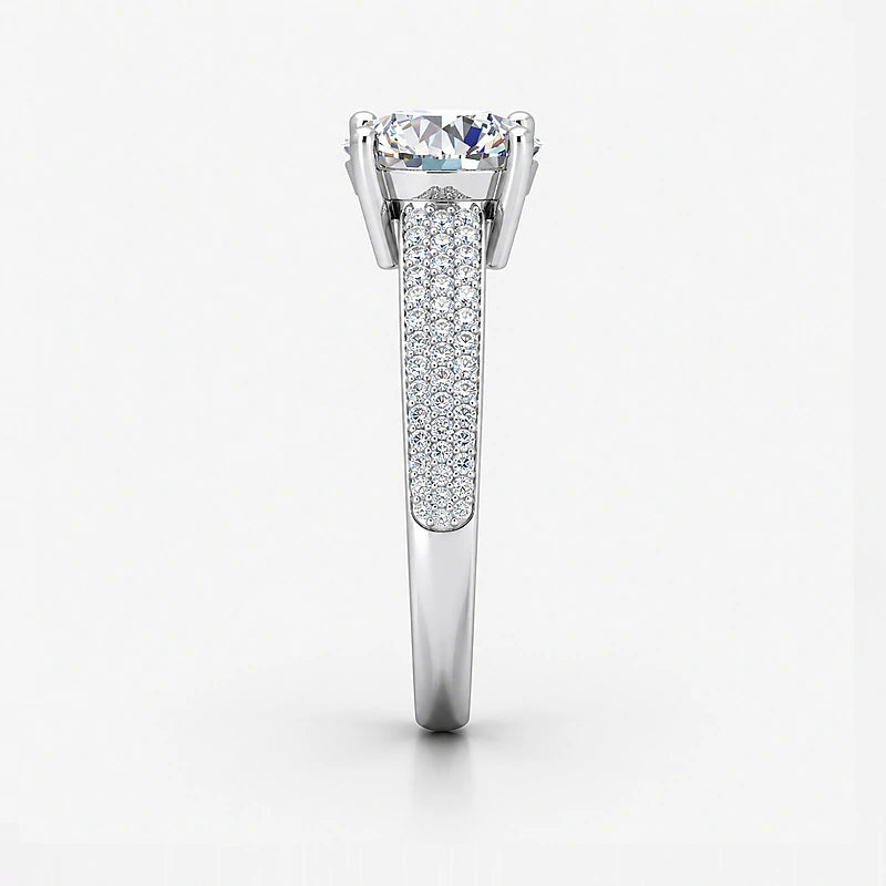 IGI Certified Lab Grown Round Diamond Solitaire Engagement Ring with Side Diamond Accents in Gold & Platinum - 1-5ct