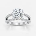 IGI Certified Lab Grown Round Diamond Solitaire Split Shank Engagement Ring with Side Round Diamonds in Gold & Platinum - 1-5ct
