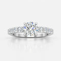 IGI Certified Lab Grown Round Brilliant Cut Diamond Solitaire Engagement Ring with Side Diamond Accents in Gold & Platinum - 1-5ct