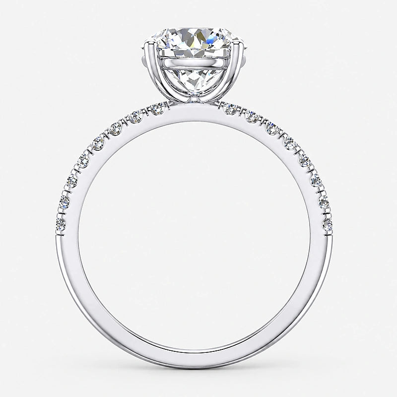 IGI Certified Lab Grown Round Diamond with Side-Stone Engagement Ring in Gold & Platinum - 1-5ct
