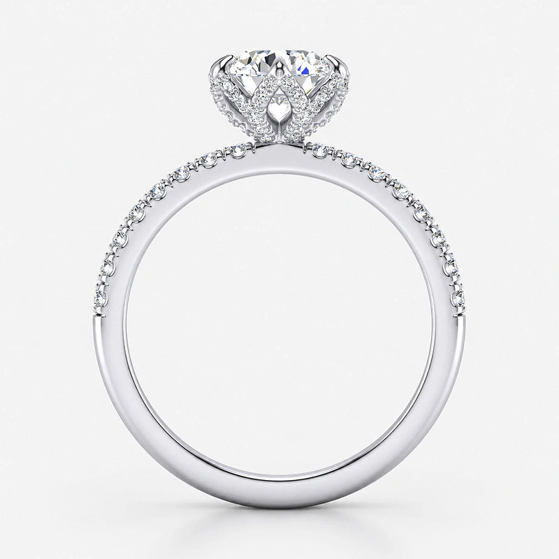 IGI Certified Lab Grown Round Brilliant Cut Solitaire Diamond Engagement Ring with Pavé Accents in Gold & Platinum – 1–5Ct