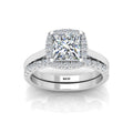 Certified Princess Diamond Halo Engagement Ring With Diamond Matching Band 1.50Carat