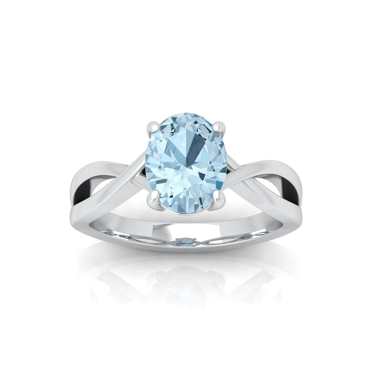 2.00 Ct Natural Sky Blue Aquamarine Diamond Twisted Designer Ring - amadadiamonds