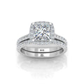 Certified Princess Diamond Halo Engagement Ring With Matching Band 2.00Carat