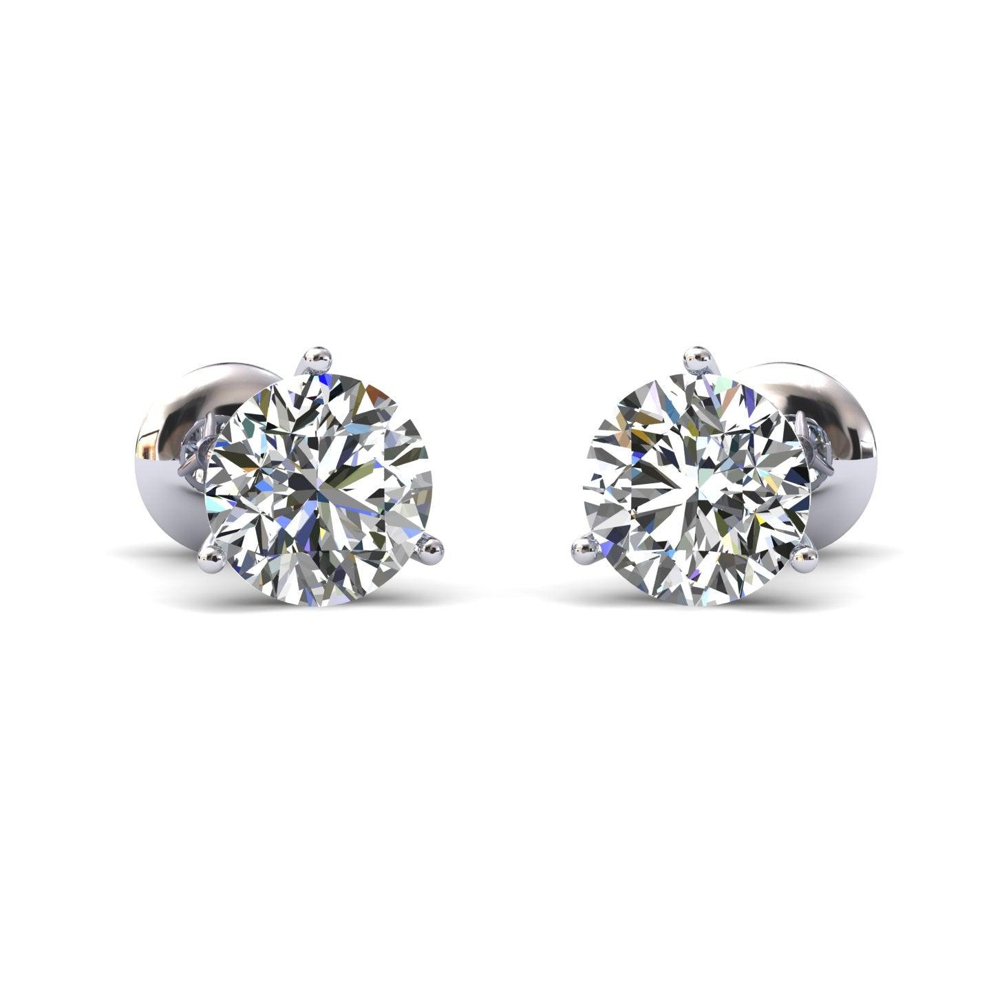 Certified D/VS 2.00Ct Martini Style Round Diamond Stud Earrings in 18k Gold / Platinum