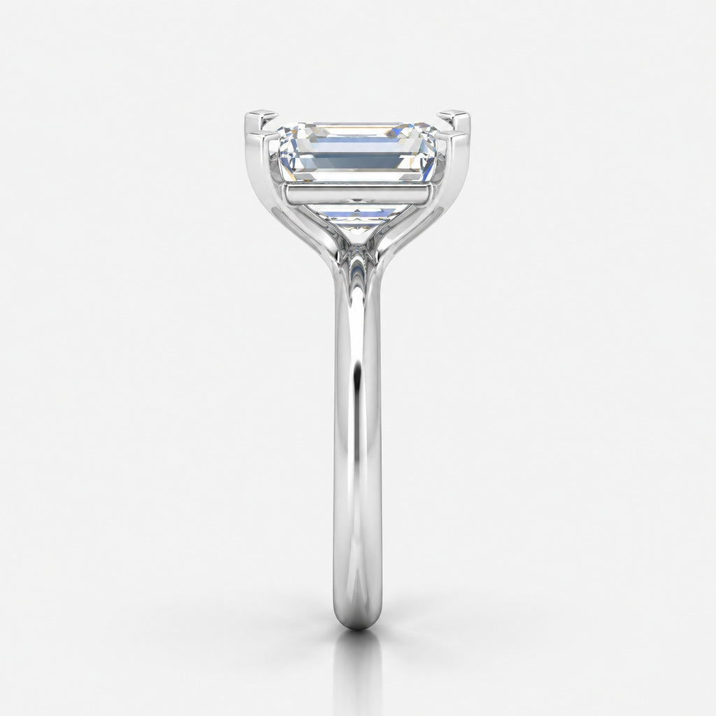 IGI Certified Classic Solitaire Emerald Diamond Engagement Ring in Gold & Platinum