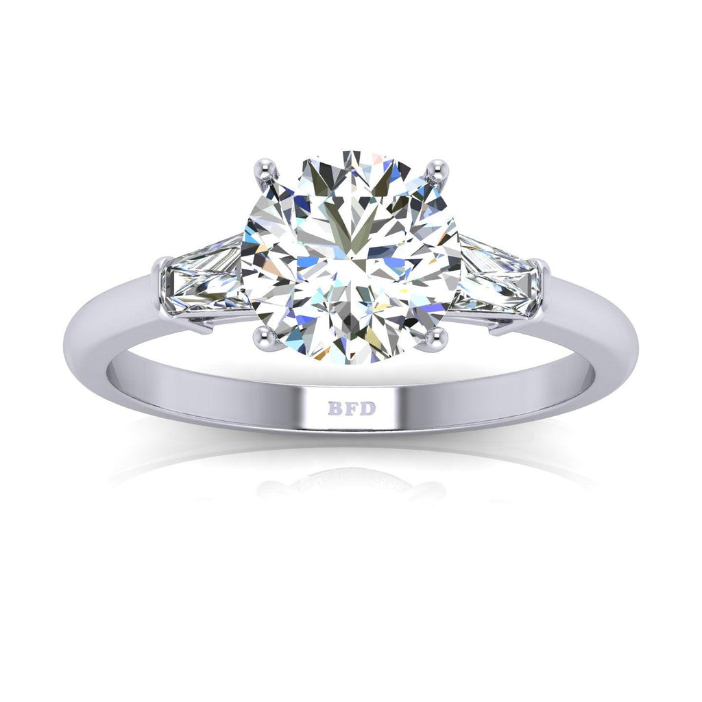 Round & Tapper Diamond Trilogy Engagement Ring in Platinum 1.00Ct-3.00Ct