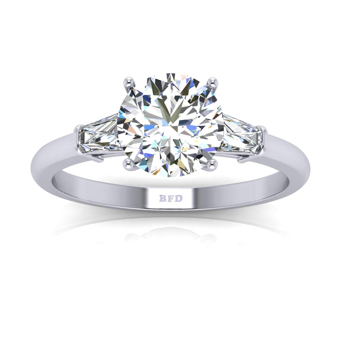 Round & Tapper Diamond Trilogy Engagement Ring in Platinum 1.00Ct-3.00Ct